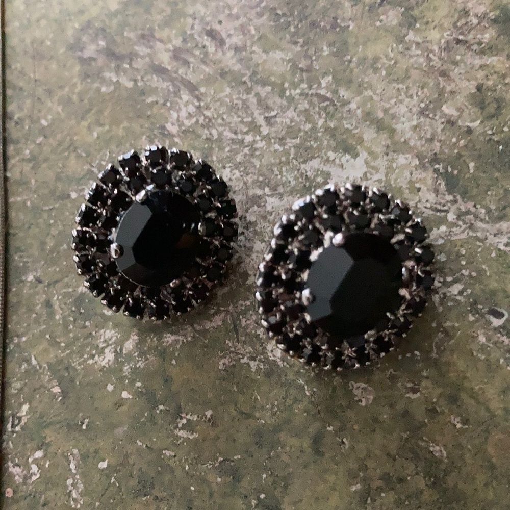 Black Onyx Earrings- clip on